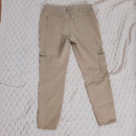 Design Lab Womens Mid Rise Sand Khaki Slim Straight Cargo Utility Pants- 31 - Picture 10 of 16